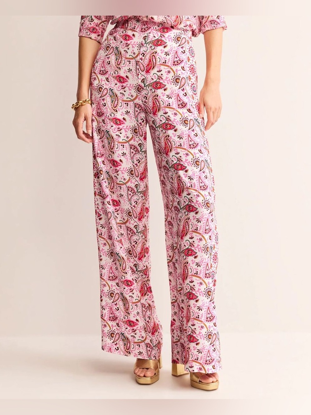 NWT Boden Palazzo Fluid Crepe Trousers Floral Paisley 8